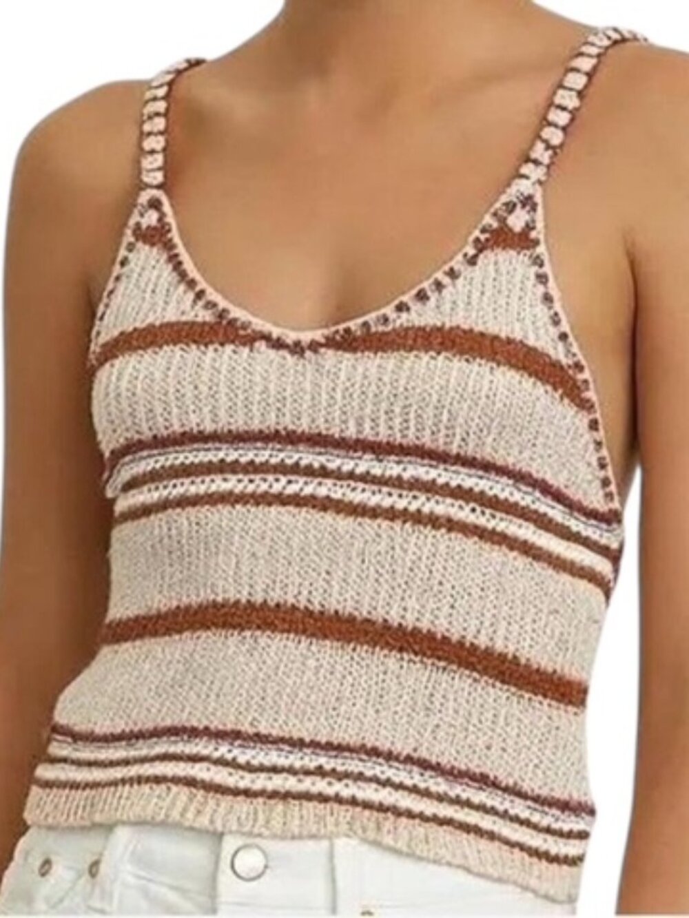 AMERICAN EAGLE Crochet Striped Knit Boho Tank Top - Size Medium